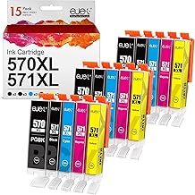 ejet 15-Pack 570 571XL Compatible Ink Cartridge Replacement for Canon PGI-570XL CLI-571XL for MG5750 TS5050 MG5700 MG5751 MG5753 MG6800 MG6850 MG6851 TS5051 TS5053 TS5055 TS6050 TS6051(PGBK B/C/M/Y)