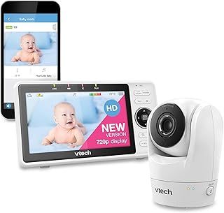 VTech VM901 Smart Wi-Fi Baby Monitor with Upgraded 5-inch 720p Display,Remote Pan Tilt Zoom,1080p HD Camera,Built-in Wide Angle Lens,HD Night Vision,2-way talk,Mobile Connect, iOS/Android Compatible