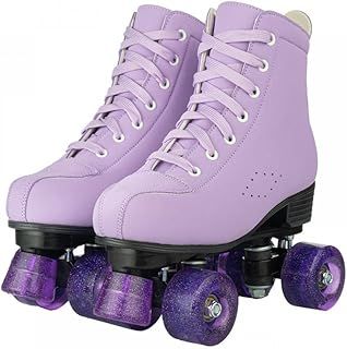XUDREZ Roller Skates for Women, Roller Skates Adult High Top Cowhide Leather Classic Double-Row Roller Skates, Roller Skates for Girl,Indoor Outdoor Roller Skates for Beginner