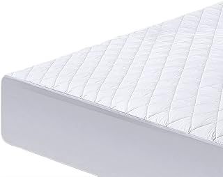 Quilted Mattress Protector - Extra Deep Stretch Skirt– Mattress Topper – Anti Allergy and Breathable Fitted Mattress Cover. (White, Single(90x190+30) Cm)