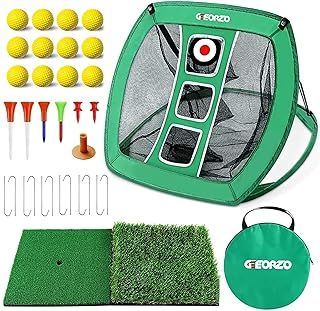 Golf Chipping Net, Pop Up Golf Practice Net with 2 Golf Hitting Mats, 12 Practice Balls and Golf Tees Accessories for Backyard Outdoor Indoor
