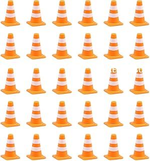 30Pcs Vivid Traffic Safety Cones Pretend Play Toys Plastic Mini Cones Traffic Signs Sandbox Supplies Traffic Road Blocks for Landscape Sand Table Toy