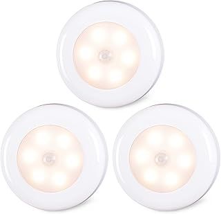 Motion Sensor Lights Indoor, STAR-SPANGLED High CRI Stick on Puck Lights Battery Powered, Cordless LED Light for Under Cabinet, Cupboard, Wardrobe, Stairs, Closet, Kitchen, Hallway (Warm White, 3Pack)