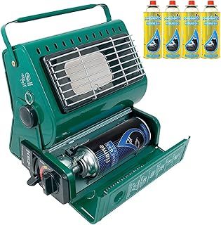 Portable Gas Heater Outdoor Fishing Camping 1.3kW Butane Gas Heater Compact And Lightweight + 4 Gas Refills