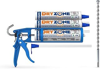 Dryzone Damp Proofing Cream Kit (Pack of 3 DPC Cream + Cox Mastic Gun & Drill Bit) High-Strength, BBA & WTA Approved Rising Damp Treatment