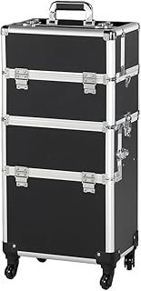 Yaheetech Professional Makeup Trolley 3 in 1 Extra Large Makeup Case Cosmetic Case Hairdressing Vanity Case Beauty Nail Rolling Trolley Cosmetic Box on Wheels, Black