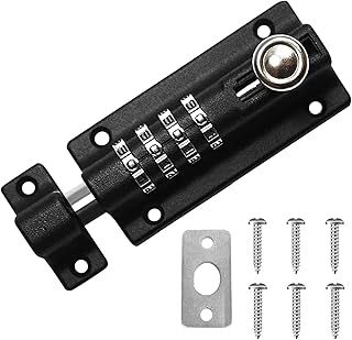 Combination Lock,Door Lock 4 Digit Garden Gate Lock Sliding Door Lock Door Latch 120 mm for Wooden Gates, Shed, Garage,Garden,Made of Stainless Steel,with Anti-Tamper Screws (Black)