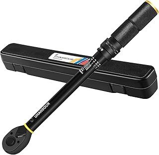 Uharbour Torque Wrench 3/8, 5-60 Nm 0.1 Nm Micro Adjustment, ±3% Error Accuracy with 72 Teeth, for Bike, Motorcycle and Car