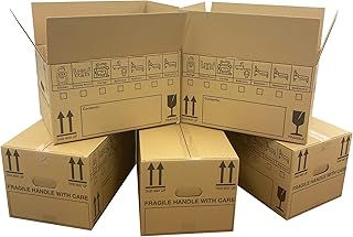 10 Strong Large Cardboard Storage Moving House Boxes with Room List 47cm x 32cm x 26cm