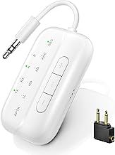 SONRU 2025 Newest Bluetooth 5.3 Transmitter & Receiver, Supports 2 Headphones Dual Connection, aptX-Low Latency Bluetooth Adapter, 3.5mm Aux Jack Audio Transmitter for TV/Plane/Travel/Gym/Car, White