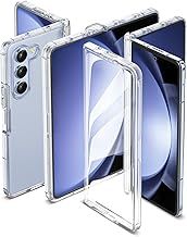 ORETECH Samsung Z Fold 5 Case with Built-in Screen Protector and Hinge Protection - 2 in 1 Ultra Thin Transparent Flexible TPU Bumper - Black