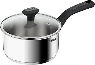 Tefal Comfort Max 18cm Stainless Steel Saucepan with Glass Lid – Durable Cookware for Healthy Cooking, Induction Compatible, Ergonomic Stay-Cool Handle, Dishwasher and Oven Safe