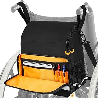 LEFOR·Z Wheelchair Bags to Hang on Back,Wheelchair Backpack Bag,Wheelchair Accessories Pouch Storage Bag with Thermal Insulation Pocket for Adults & Senior,Black(Bag Only)