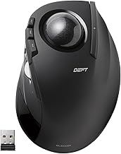 ELECOM DEFT Trackball Mouse, Wireless 2.4GHz, Finger Control, 8 Button Function, Ergonomic 34mm Smooth Ball, PC/Laptop, Windows11/ MacOS, M-DT2DRBK