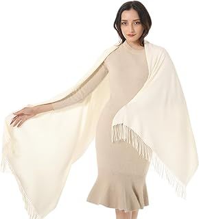 Haleey Womens Scarf Pashmina Shawls and Wraps for Evening Dress Wedding Bridal Winter Warm Large Soft Silky Acrylic Elegant Shawl Wrap Scarves Gift Ivory