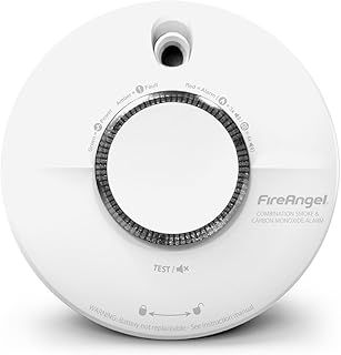 FireAngel Combination Smoke and Carbon Monoxide Alarm for Home - SCB10-R, 10 Year Life, Dual Carbon Monoxide Detector and Smoke Alarm with Test and Hush Button - Combined CO and Fire Alarm - White