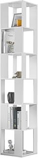 Homullel 6 Tier Rotating Bookshelf, 360° Display Shelf Corner Bookcase, Narrow Space Saving Tall Bookshelf, Free Standing Swivel Bookcase, Corner Storage Shelf for Living Room