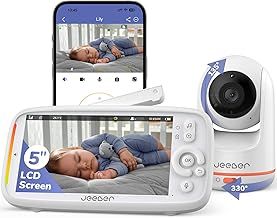 2K Wifi Video Baby Monitor with Camera, Phone App & 5'' Screen Control, Motion & Cry Detection, Night Vision, Two-Way Talk, Lullabies, Temperature Sensor, 3050mAh Battery, PTZ and VOX Mode