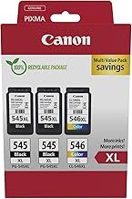 Canon PG-545XL x 2 / CL-546XL High Yield Genuine Ink Cartridges, Pack of 3 (2 x Black, 1 x Colour) - Cardboard Multipack