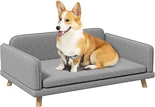 PawHut Dog Sofa Bed with Legs, Water-Resistant Fabric for Medium Dogs - Grey