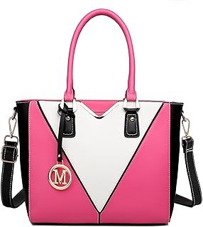 Miss Lulu Leather Look V-Shape Shoulder Handbag Lightweight Medium Tote Bag Handbags for Women