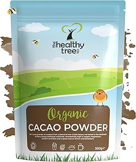 Organic Raw Cacao Powder by TheHealthyTree Company for Yoghurt, Smoothies & Baking - High in Protein, Magnesium, Fibre and Potassium - Sugar Free, Vegan Cacao Powder (500g)