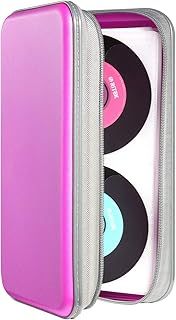 DVSICK CD Holder,96 Capacity CD/DVD Case Hard Plastic Case Holder CD Organizer Wallet Protective DVD Storage for Car (Purple)