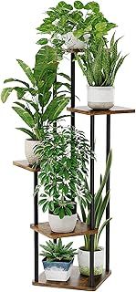 Bamworld Plant Stand Indoor Plant Shelf Outdoor Wood Plant Rack for Multiple Plants 5 Tiers Ladder Plant Holder for Living Room Patio Boho Home Decor for Gardening