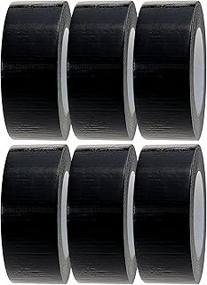 Black Duct Tape | 6 Rolls of 48mm x 45m Gaffer Tape | Water Resistant Duct Tape | Adhesive Tape Multi-Use for Indoor/Outdoor | Strong Adhesive Tape