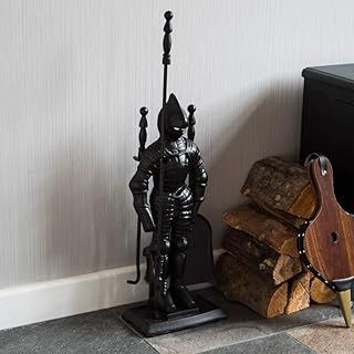 Fire Vida Knight Soldier Fireplace Companion Set, Metal, Piece of 4