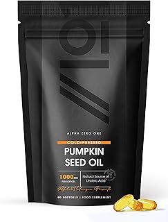 Pumpkin Seed Oil 3000mg – 50% Linoleic Acid – 90 Softgels – 100% Cold Pressed – No Additives – Resealable and Recyclable Pouch by Alpha01