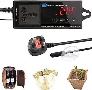 Reptile Thermostat, Digital LED Heating and Cooling Temperature Controller Outlet for Seed Germination, Reptiles and Brewing Breeding Incubation Greenhouse, 1100W, 220V