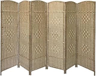 Natural 6 Panel Wicker Room Divider Hand Made Privacy Screen Living Room Separator Partition