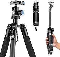 SIRUI Traveler 5C Carbon Fibre Tripod for Camera, Portable Travel Tripod with 360° Panoramic Ball Head, Compact with Extendable Centre Column for DSLR, Camcorder, Smartphone, Max Load 4kg