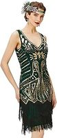 BABEYOND Women's Flapper Dresses 1920s V Neck Beaded Fringed Great Gatsby Dress