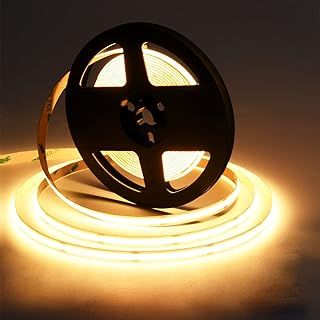 12V COB LED Strip 5M,2700K Warm White LED Strip Lights with 480LEDs/M,CRI 90+,8mm Width,Uniform Dotless LED Tape Light for Room Cabinet Home DIY Projects (No Power Supply)