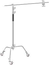 NEEWER Pro 100% Metal C Stand Light Stand with Wheels, Max. Height 10.8ft/330cm Adjustable Reflector Stand with 4ft/120cm Boom Arm & 3 Pulleys for Photo Studio Video Reflector, Monolight, etc