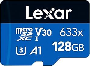 Lexar 633x 128GB Micro SD Card, microSDXC UHS-I Card + SD Adapter, microSD Memory Card up to 100MB/s Read, A1, Class 10, U3, V30, TF Card for Smartphones/Tablets/IP Cameras (LMS0633128G-BNAAA)