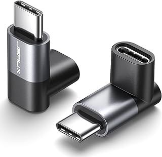 JSAUX 90 Degree Right Angle USB C Male to USB C Female Adapter, 2-Pack USB Type C 3.1/40Gbps PD 100W Fast Charge Extender Compatible with Steam Deck, ROG Ally, Switch, iPhone 16/15, Laptop, Tablet