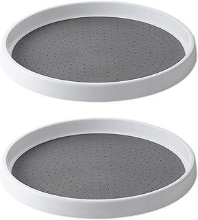 LOLYSIC 2 Pcs Lazy Susan Turntable, 25cm / 9.8" Rotating Cupboard Organiser Spice Rack Condiments Holders for Kitchen Cupboard Cabinet Fridge