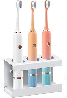 Minicoco Electric Toothbrush Holder Wall Mounted White Toothbrush Holders for Bathroom 3 Slots Electric Toothbrush Stand with Diatomite Dish，Suitable for Placing Electric Toothbrush Holder Charger
