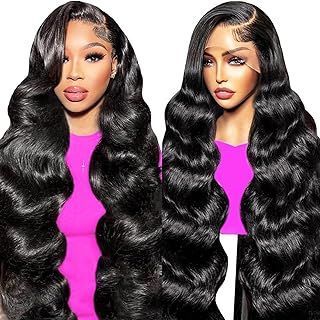 Tunfine 13x6 lace Front Wigs Human Hair,200% Density Body Wave Human Hair Wig Glueless Wigs for Women Pre Plucked with Baby Hair Natural Color Brazilian Hair Lace Frontal Wigs 16 inch