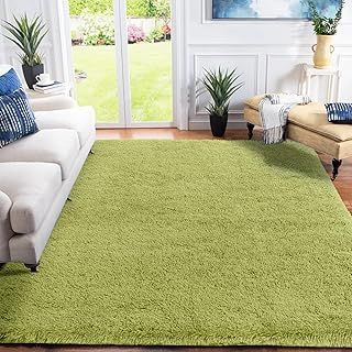Area Rugs for Living Room, Ultra Soft Bedroom Floor Carpet, Luxury Fluffy Shag Lounge Rug Ideal for Bedroom, Nursery, Kids Baby Room, 120x160cm, Green