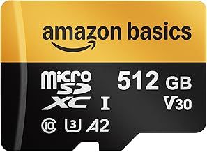 Amazon Basics 512GB micro sdxc Card with Reader Adapter, Fast Speed Up to 200MB/s, Black, 1-Pack