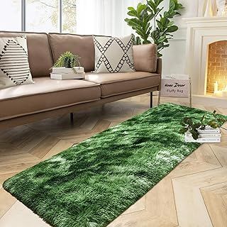 Fluffy Modern Area Rugs for Living Room Bedroom, 4x6 ft Plush High Pile Purple Rug for Kids Girls Room Nursery Home Decor, Upgrade Non-Slip Girls Bedroom Soft Indoor Rug, Tie-Dyed Purple