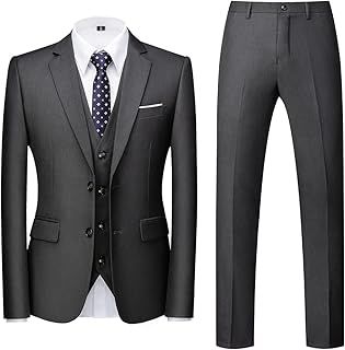 Allthemen Mens Suits 3 Piece Regular Fit Formal Dress Tuxedo Two Buttons Business Suit Jacket Trousers
