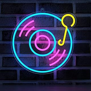 YuanDian Record Neon Sign, Music LED Neon Lights for Live Music Room Wall Decor, Gift Ideas for Boys Recording Studio Nephew Men Teen Son Grandson