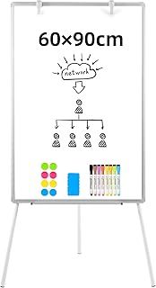 Flip Chart Stand, 60×90cm Magnetic Whiteboard with Adjustable Height, Flipchart Easel A1 Portable White Board