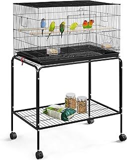 Yaheetech Large Wide Bird Cage Budgie Cage with Stand Parrot Cage Black Iron Flight Cage for Small lovebird/Cockatiel/Parakeet/Conure/Finch 119cm High