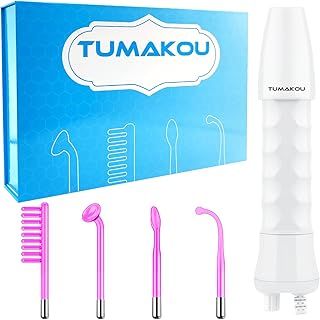 High Frequency Wand - TUMAKOU Portable Argon Light Therapy High Frequency Facial Skin Tightening Wand Machine for Acne,Wrinkle,Anti Aging,Hair - with 4 Violet Glass Tubes